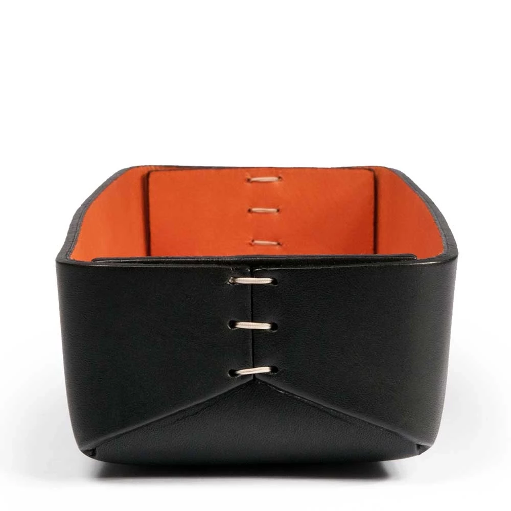 Stiftablage Stitch Schmal Leder Schwarz/Orange