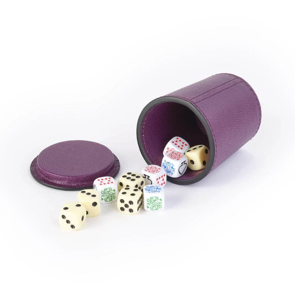 Würfelbecher Leder Violett