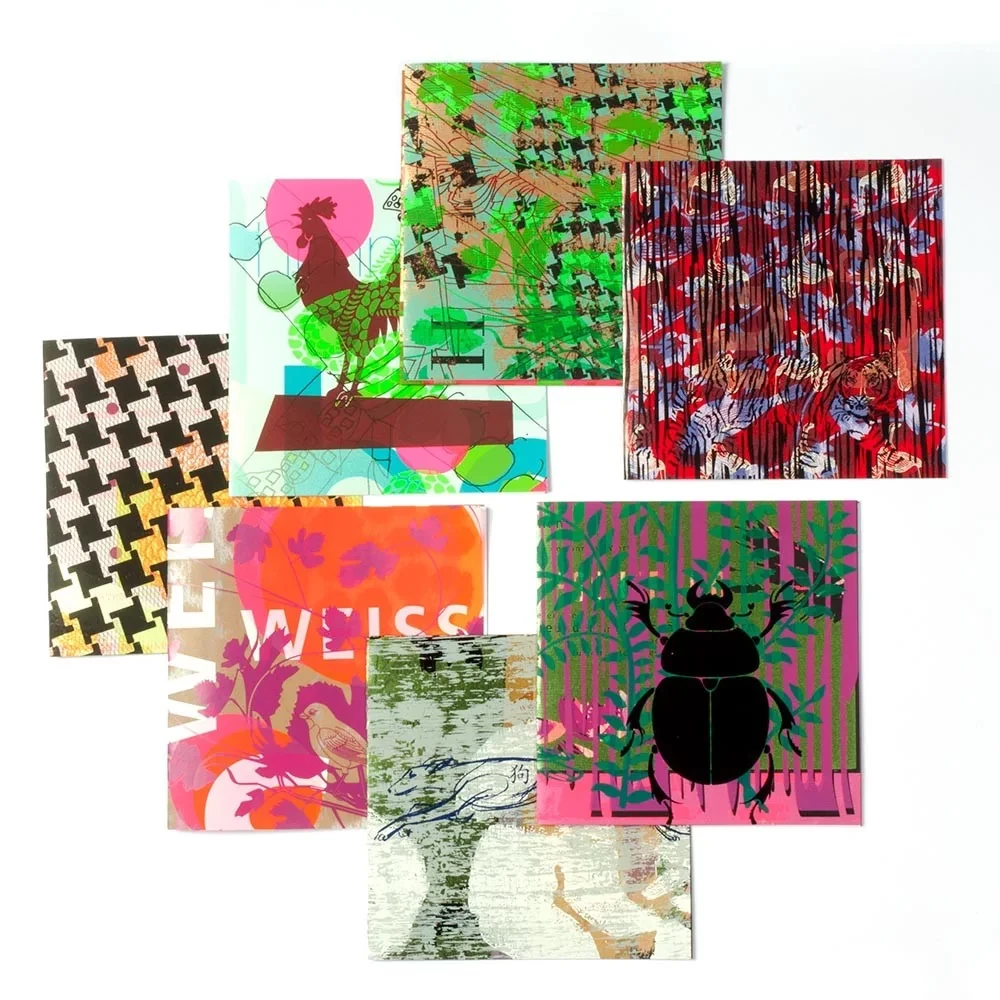 Grußkarten-Set Kunstkasten 8 Siebdruck-Klappkarten