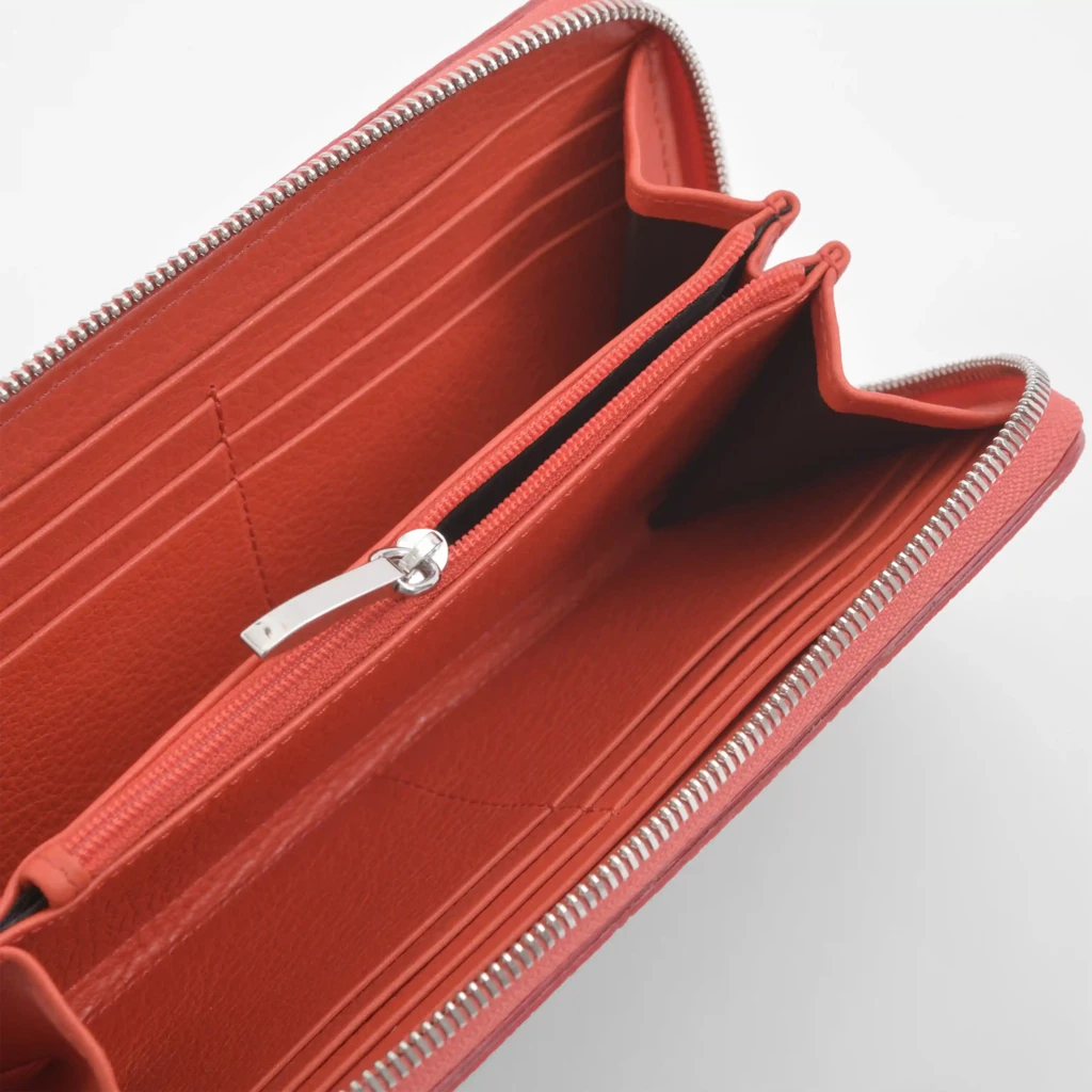 Portemonnaie Groß mit Zip Leder Coral