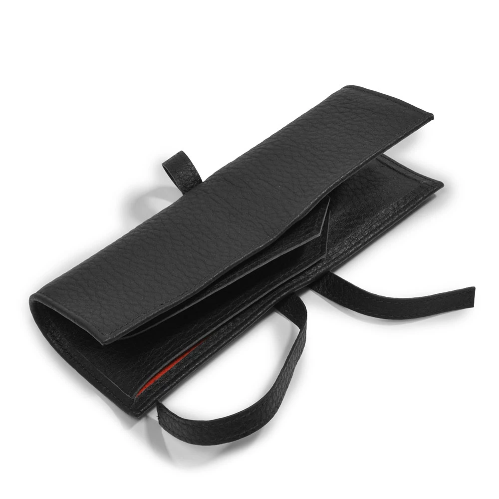 Uhrenetui mit Band für 2 Uhren, Kalbsleder, Schwarz