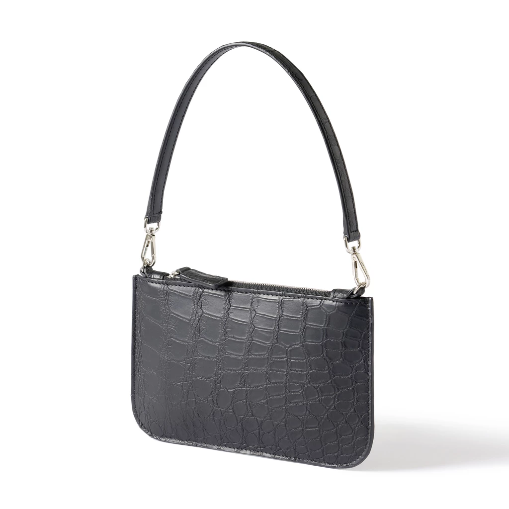 Clutch Alligator Leder Schwarz