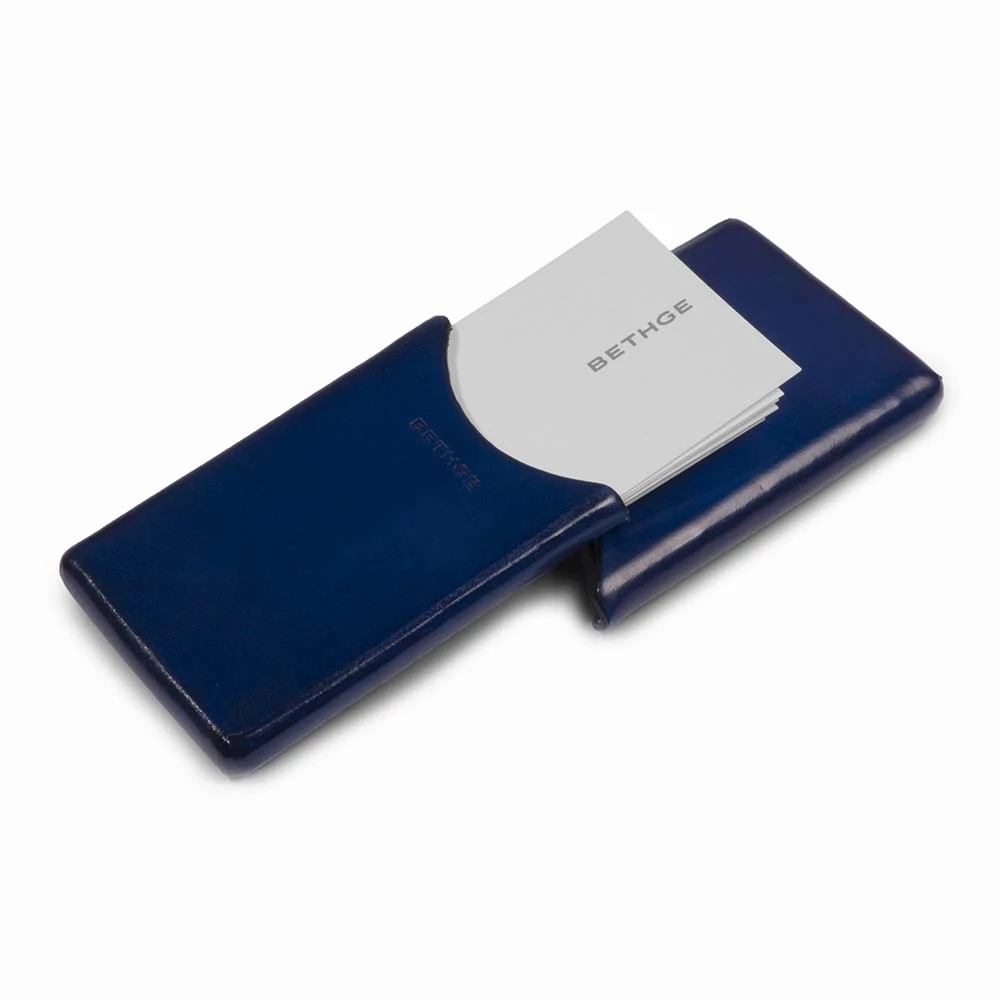 Visitenkartenbox Leder Dunkelblau