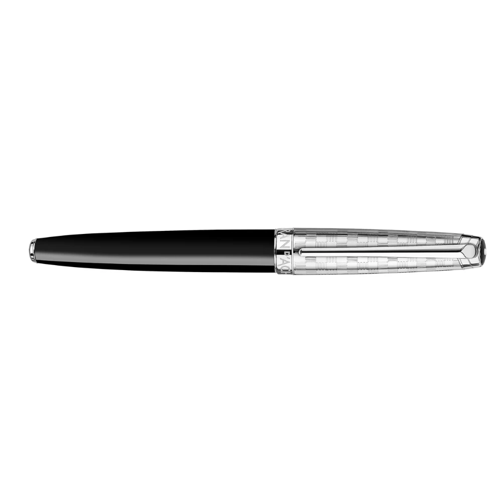 Caran d'Ache Leman Damier Set Füllfederhalter Feder B Etui Silber/Schwarz