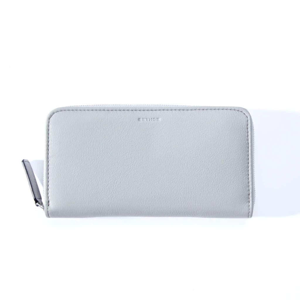 Portemonnaie mit Zip Leder Granit