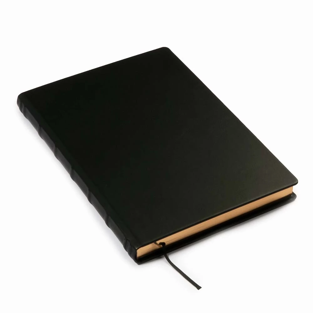 Gästebuch A4 mit Goldschnitt Leder Schwarz