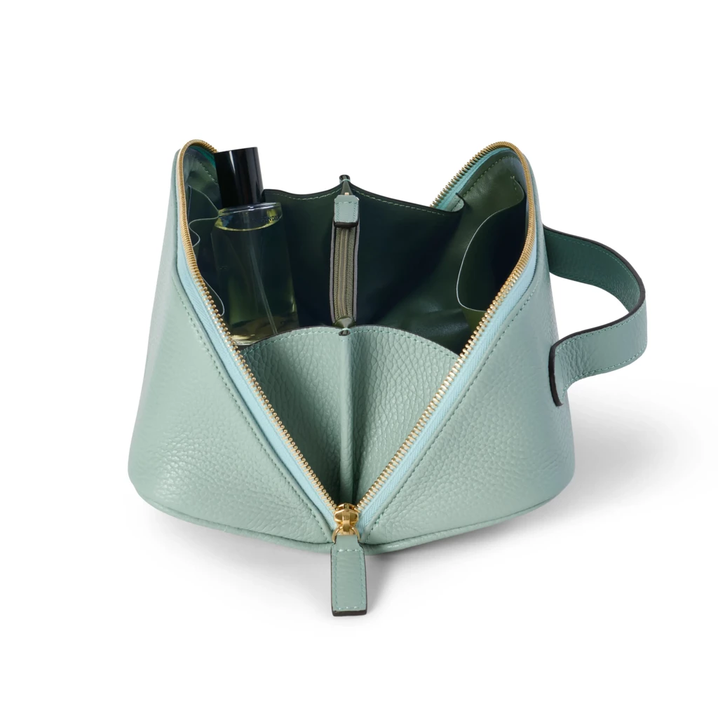 Kosmetiktasche Adri Leder Salbei