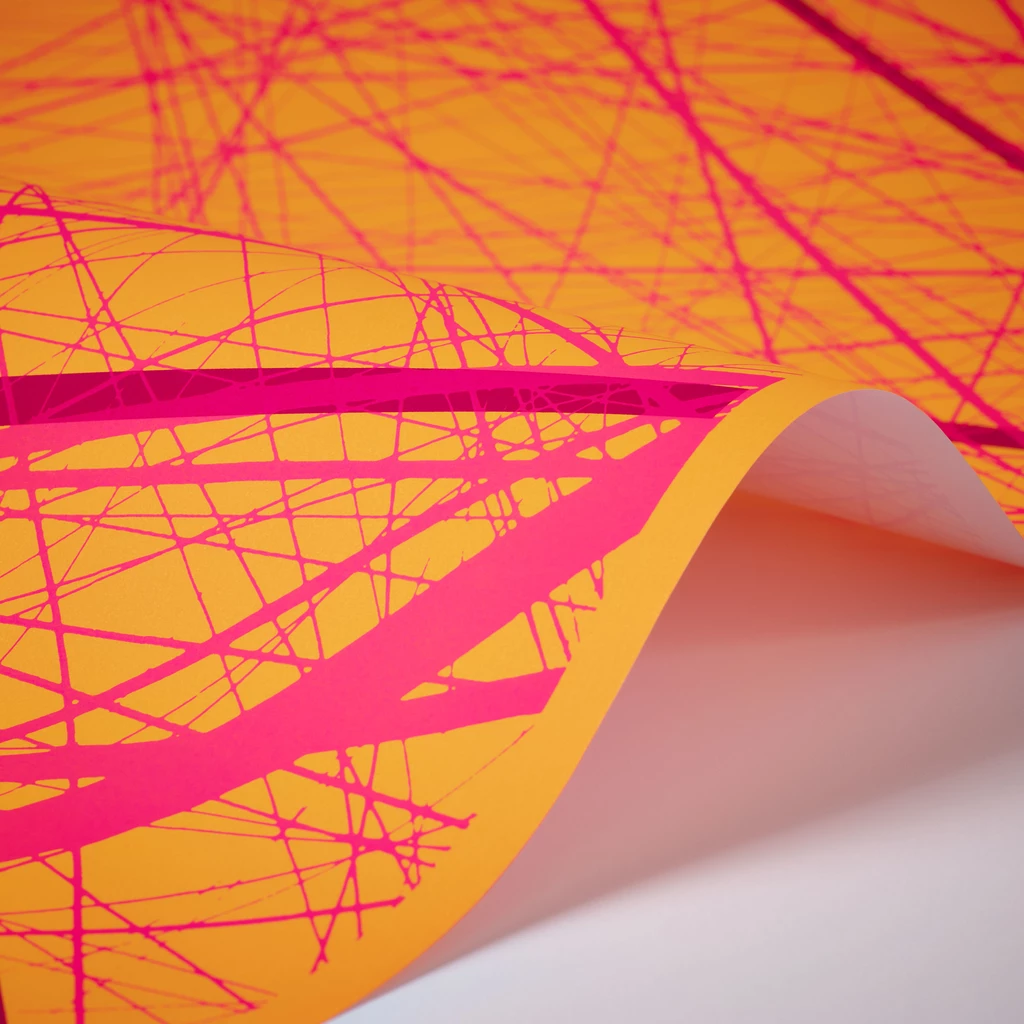 Geschenkpapier Network 3er-Set Magenta/Neonpink/Orange