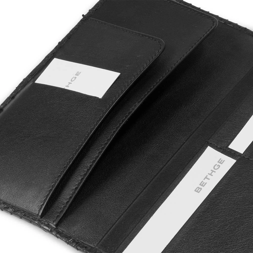 Reise Portemonnaie Python Leder Schwarz