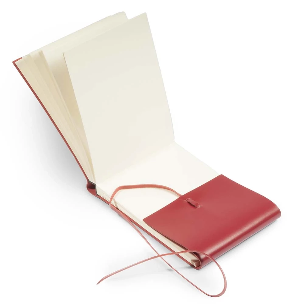 Fotoalbum mit Band 25 Blatt Leder Rot