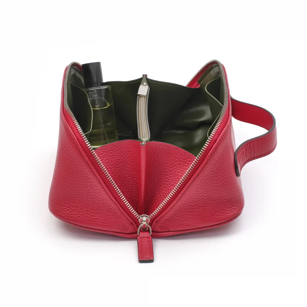 Kosmetiktasche Adri Leder Dunkelrot