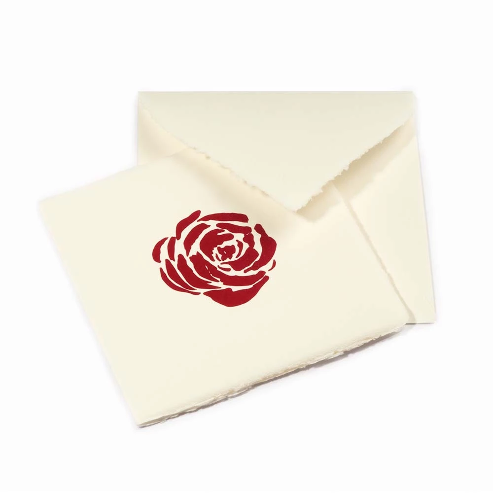 Grußkarte Rose Bütten