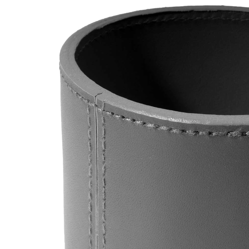 Stiftebecher Rund Leder Dunkelgrau