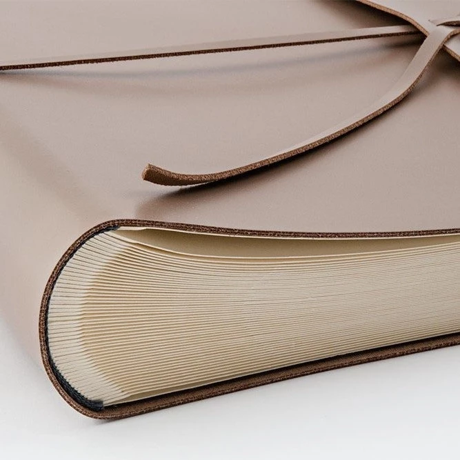 Fotoalbum mit Band 50 Blatt Leder Latte