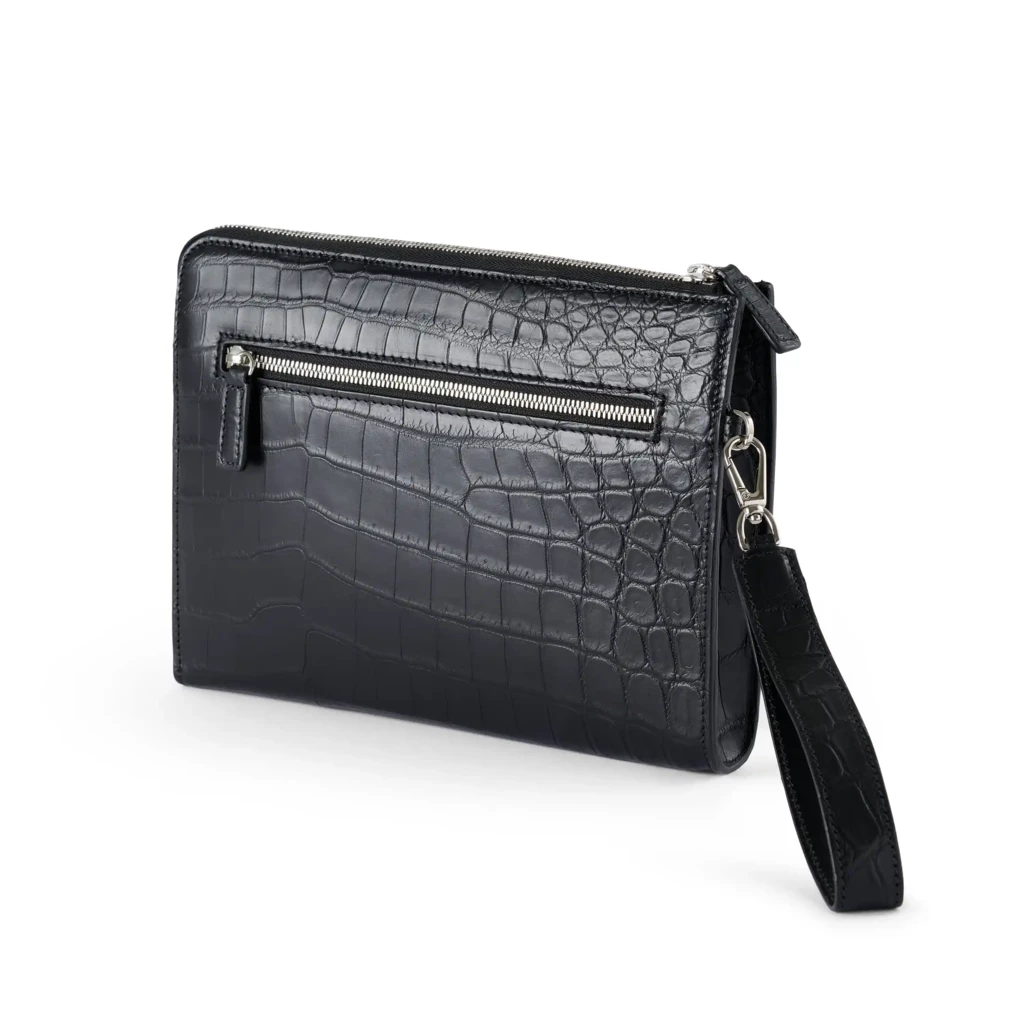 Pouch mit Reißverschluss Adri Leder Schwarz