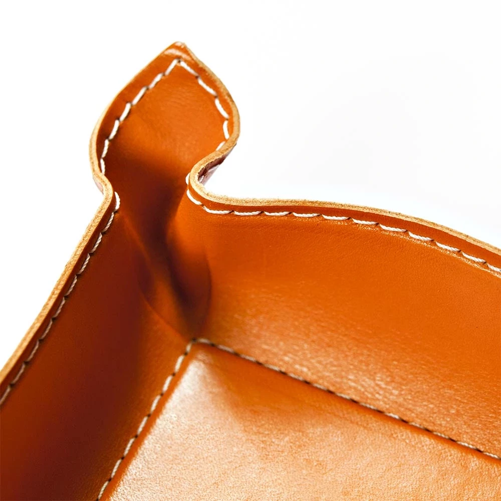 Taschenleerer rechteckig Leder Orange