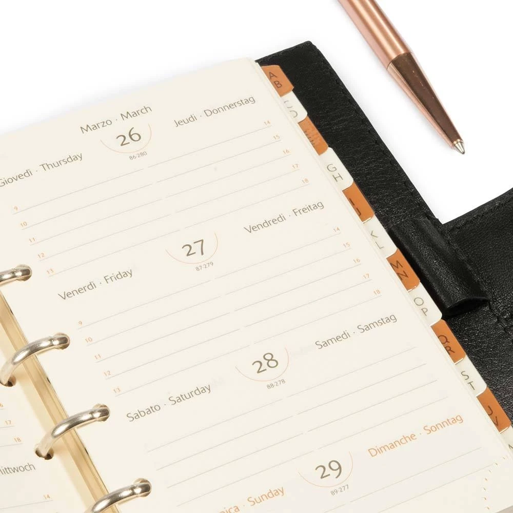 Terminplaner Pocket Leder Schwarz