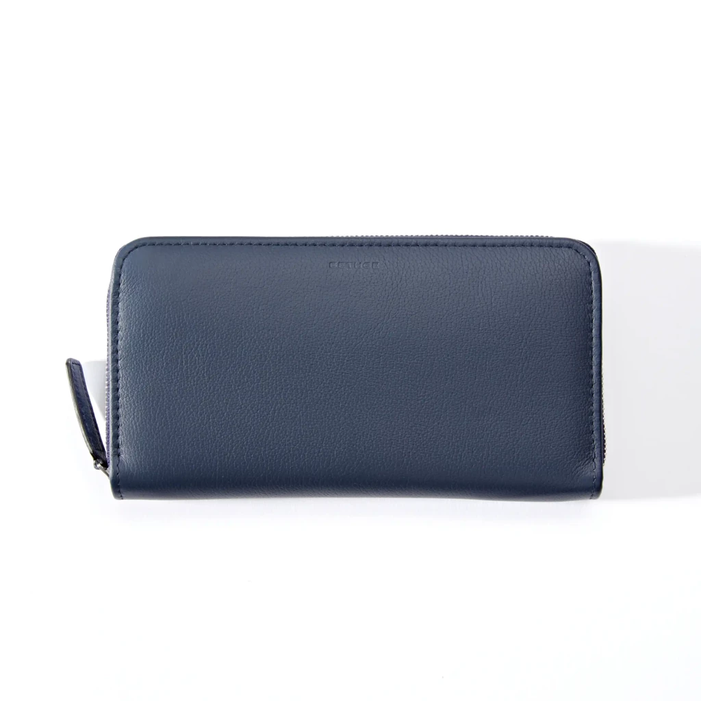 Portemonnaie mit Zip Leder Blau