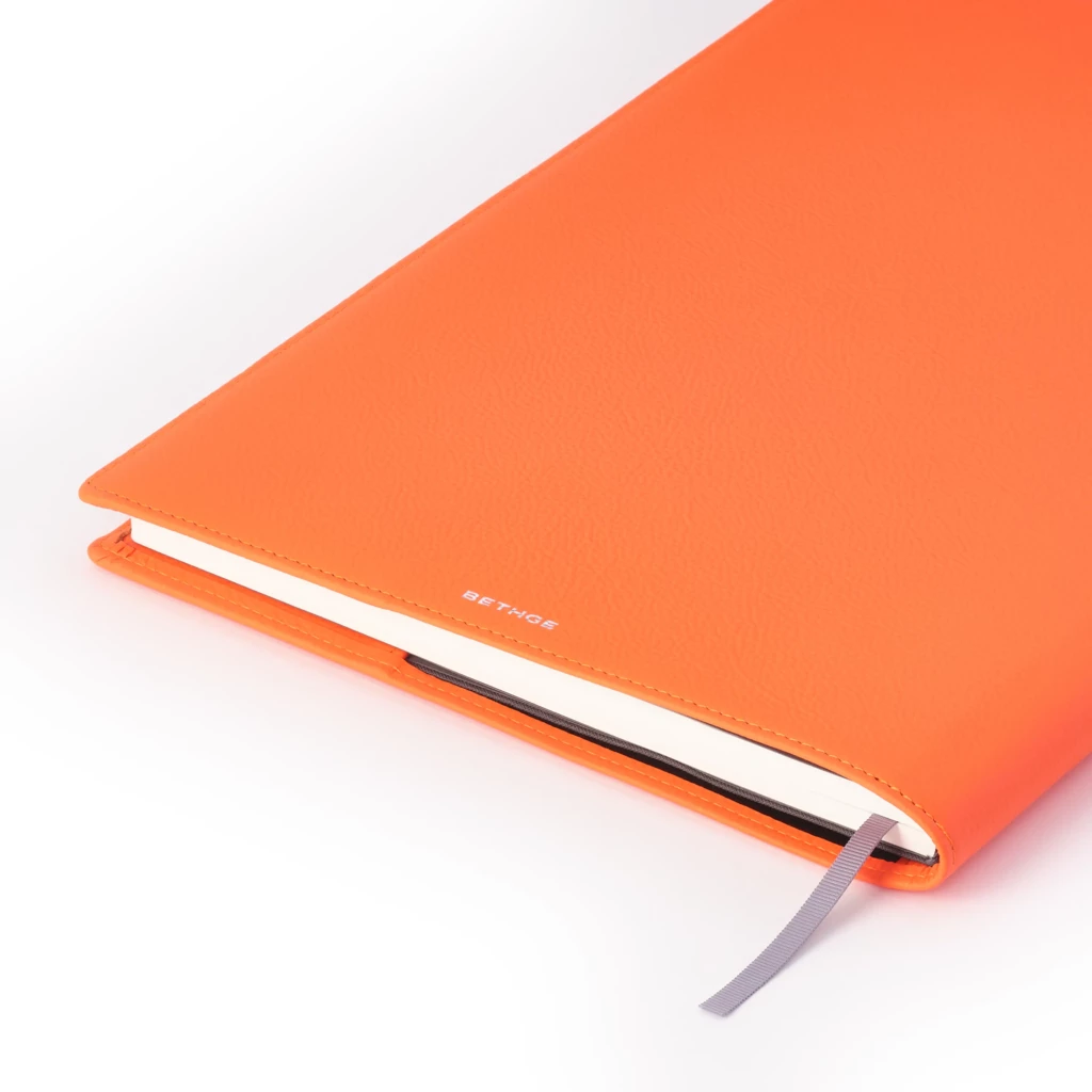 Leder Buchhülle A4 Orange