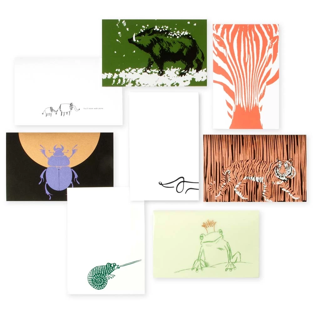 Acht Grußkarten in hochwertiger Geschenkbox - Set Tiergarten