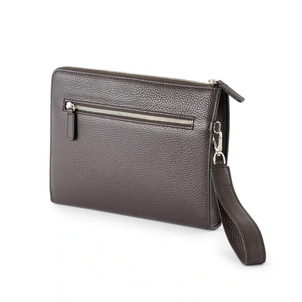 Pouch mit Reißverschluss Adri Leder Dunkelbraun