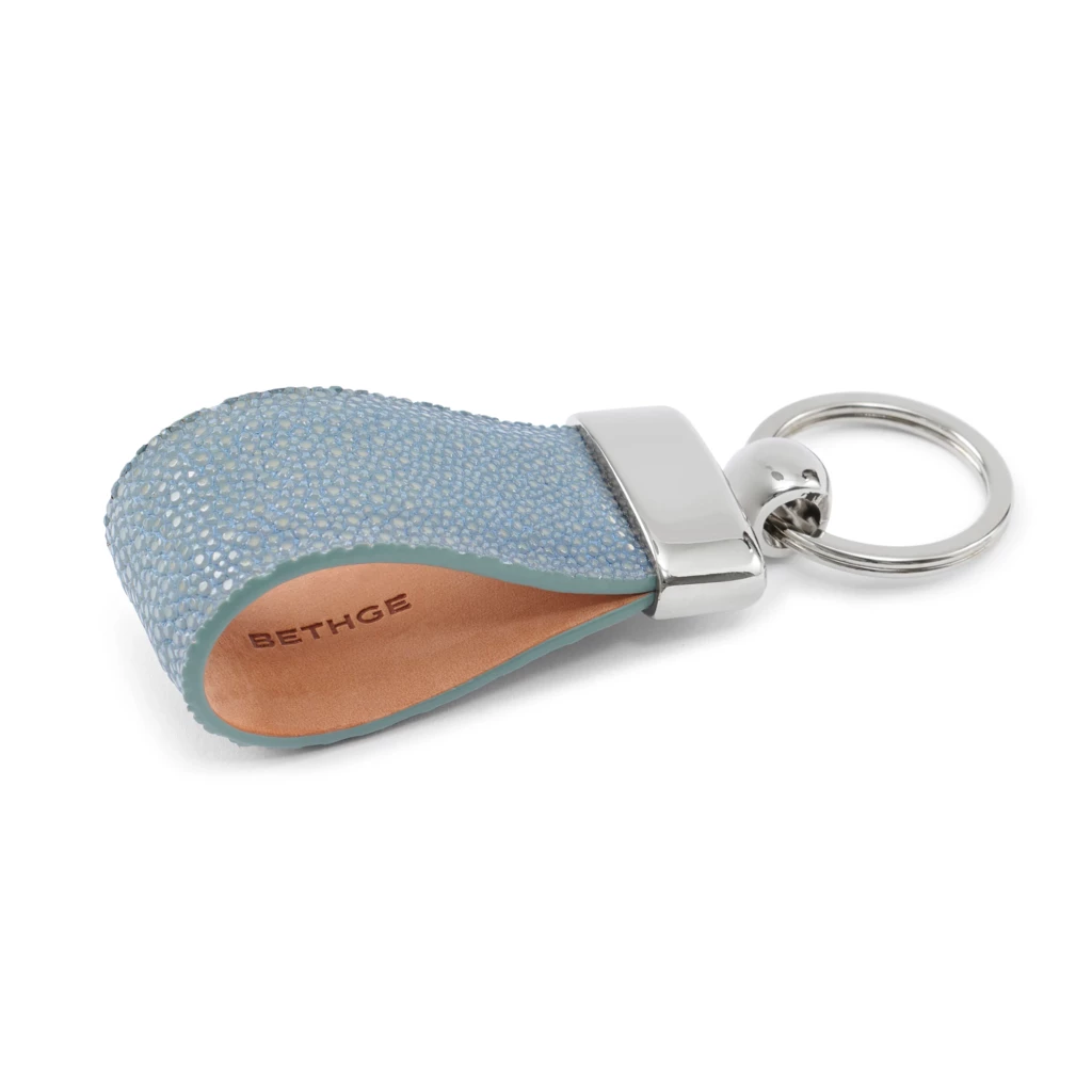 Schlüsselanhänger Rochen Leder Aqua