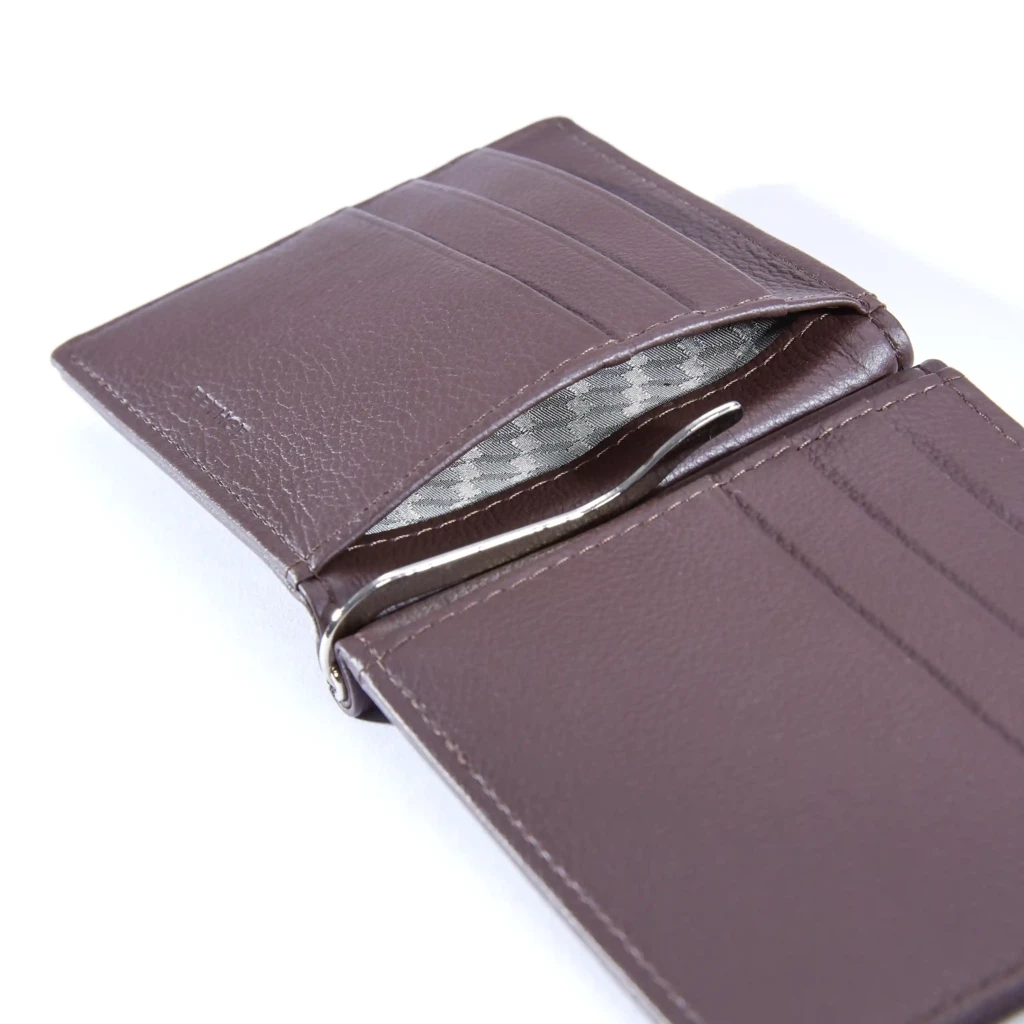 Kartenetui mit Geldclip 6 Karten Leder Braun
