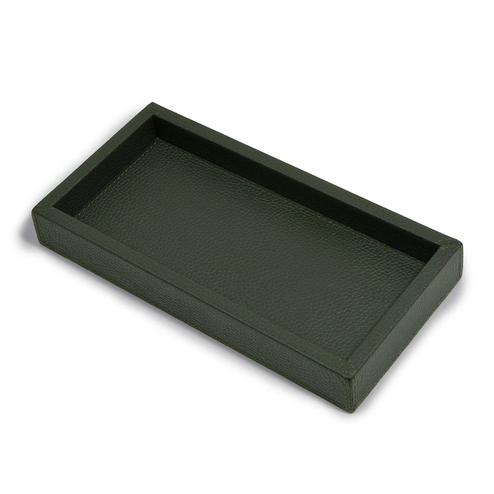 Tablett Hirsch 24x12 cm Leder Dunkelgrün