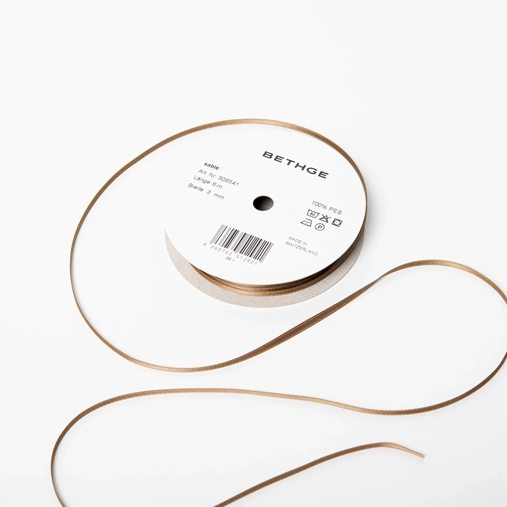 Geschenkbandrolle 3 mm Sandbraun