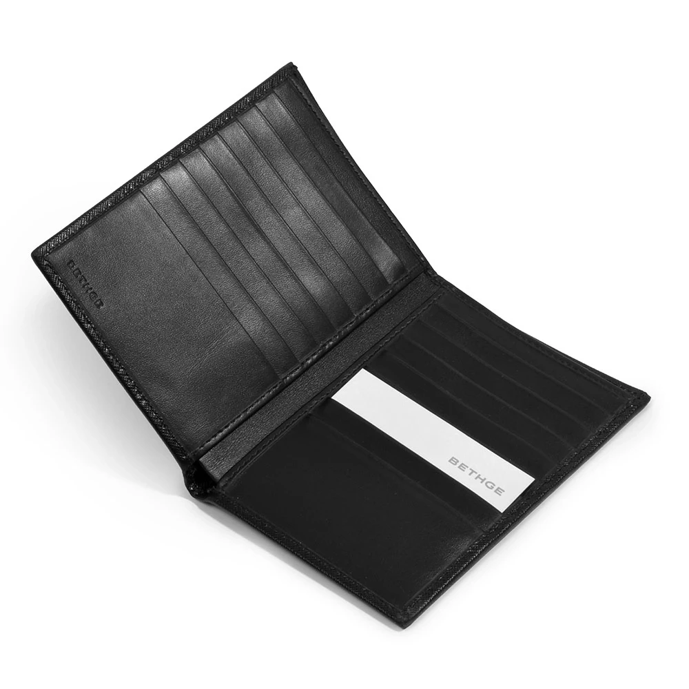 Brieftasche 16 Karten Leder Schwarz