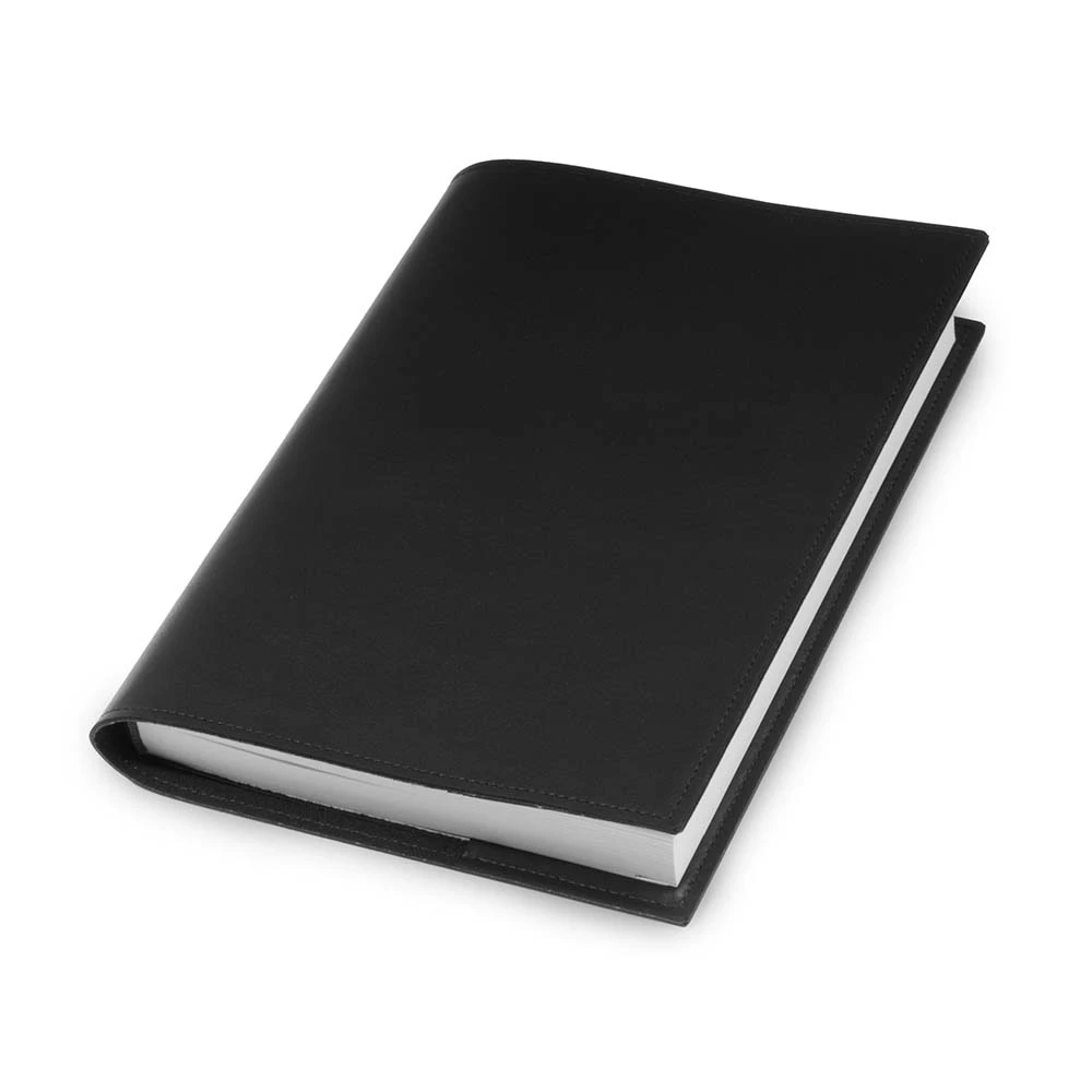 Buchhülle für DIN A5 Bücher Glattleder Schwarz