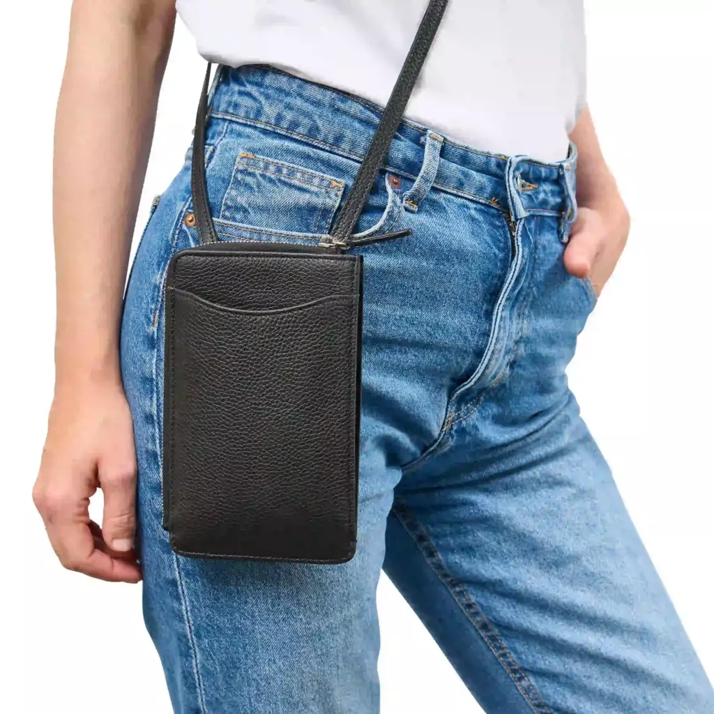 Leder Crossbody Tasche Adri Schwarz