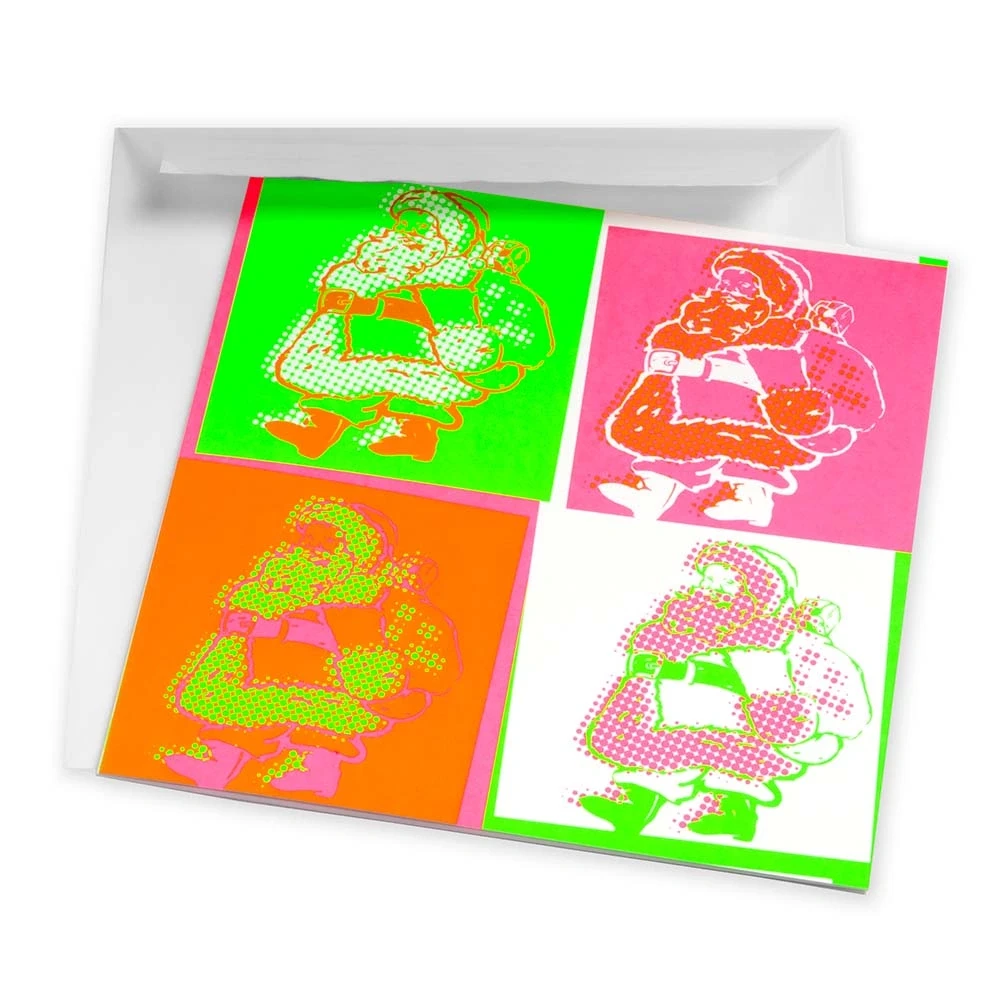 Weihnachtskarte Little Santa Pop Art Neon