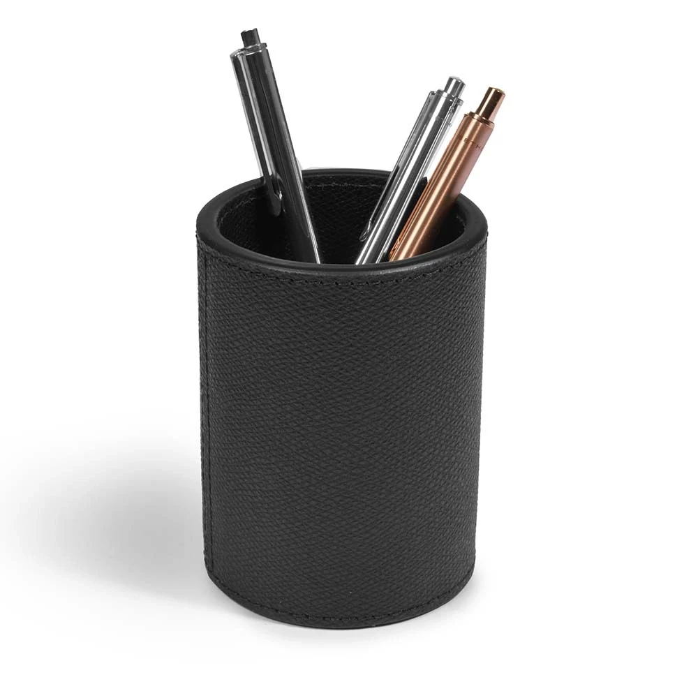Stiftebecher Rund 10 cm Leder Schwarz