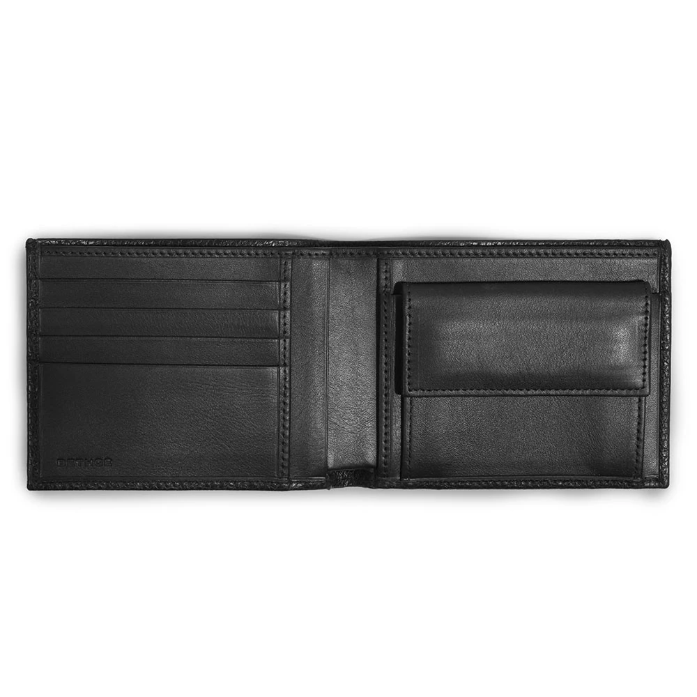 Portemonnaie Breit mit Münzfach Leder Schwarz