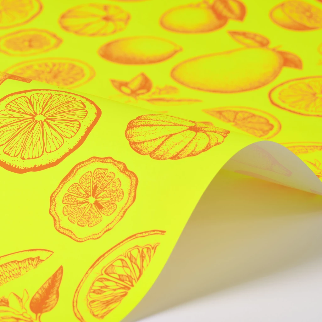 Geschenkpapier Zitrus 3er-Set Gelb
