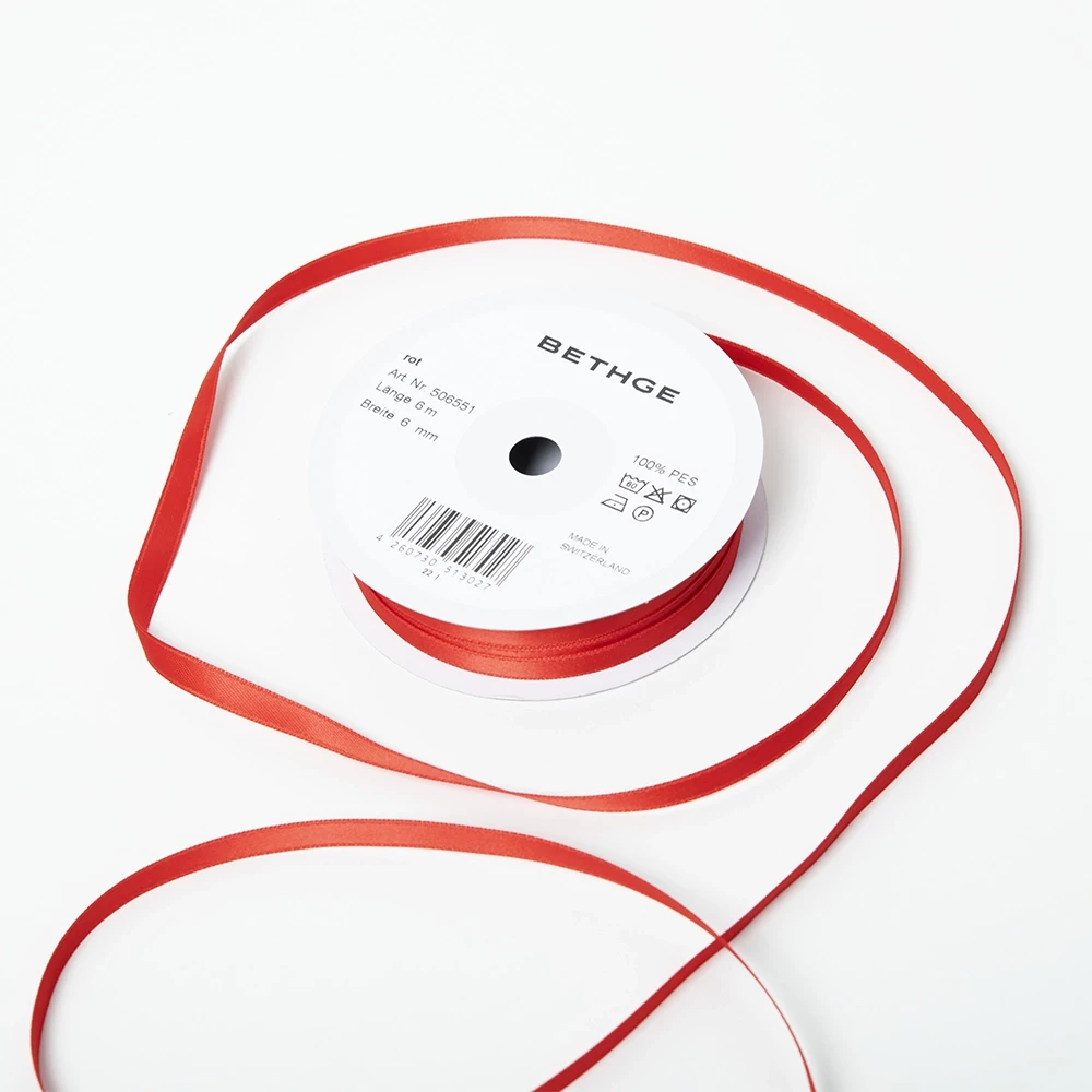 Geschenkbandrolle 6 mm Rot