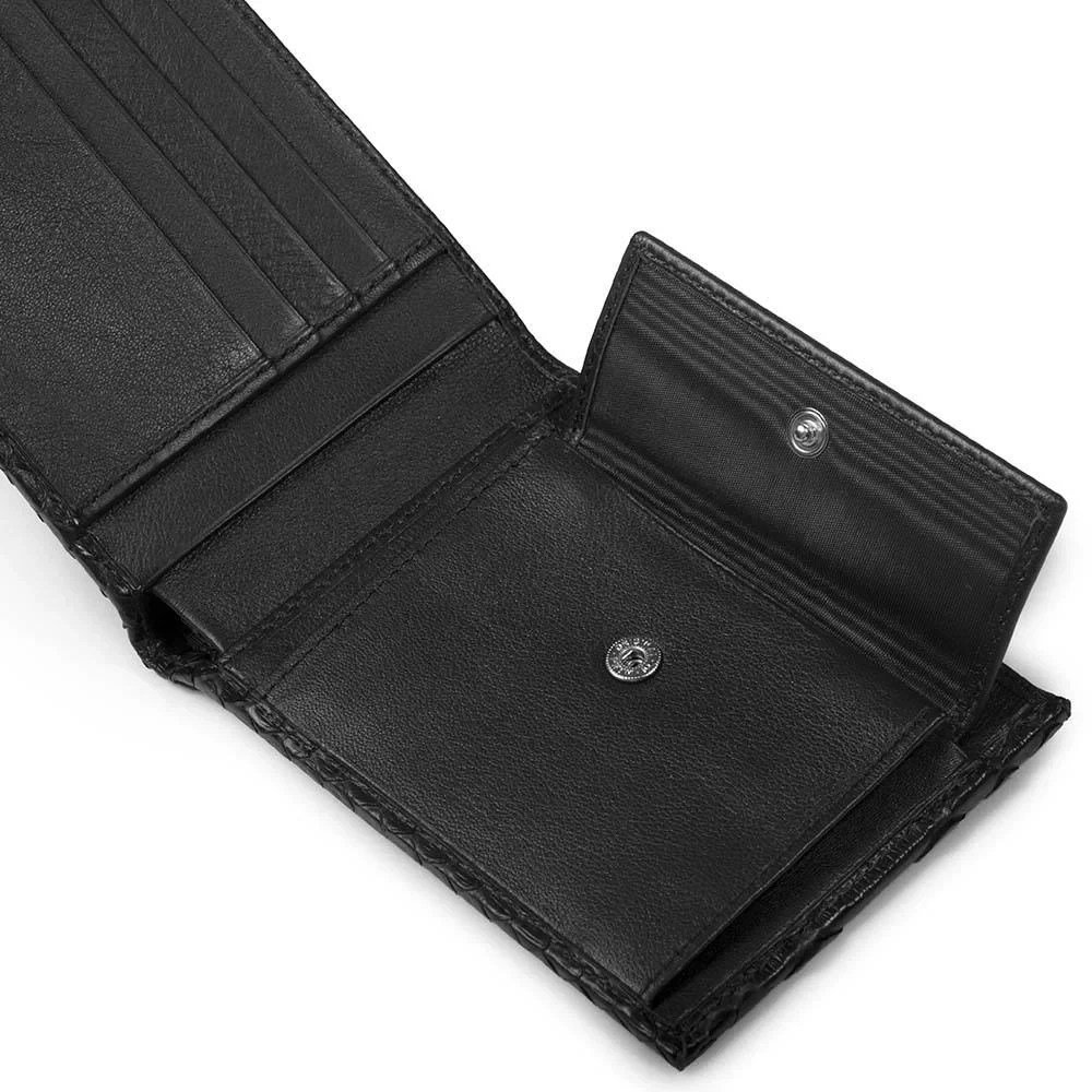 Portemonnaie Breit mit Münzfach Leder Schwarz