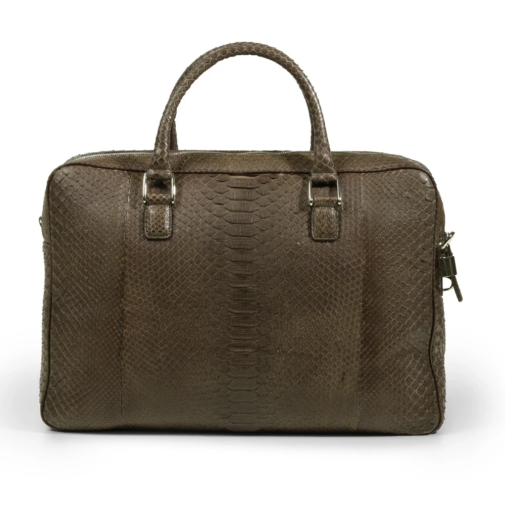 Aktentasche Python Leder Olive