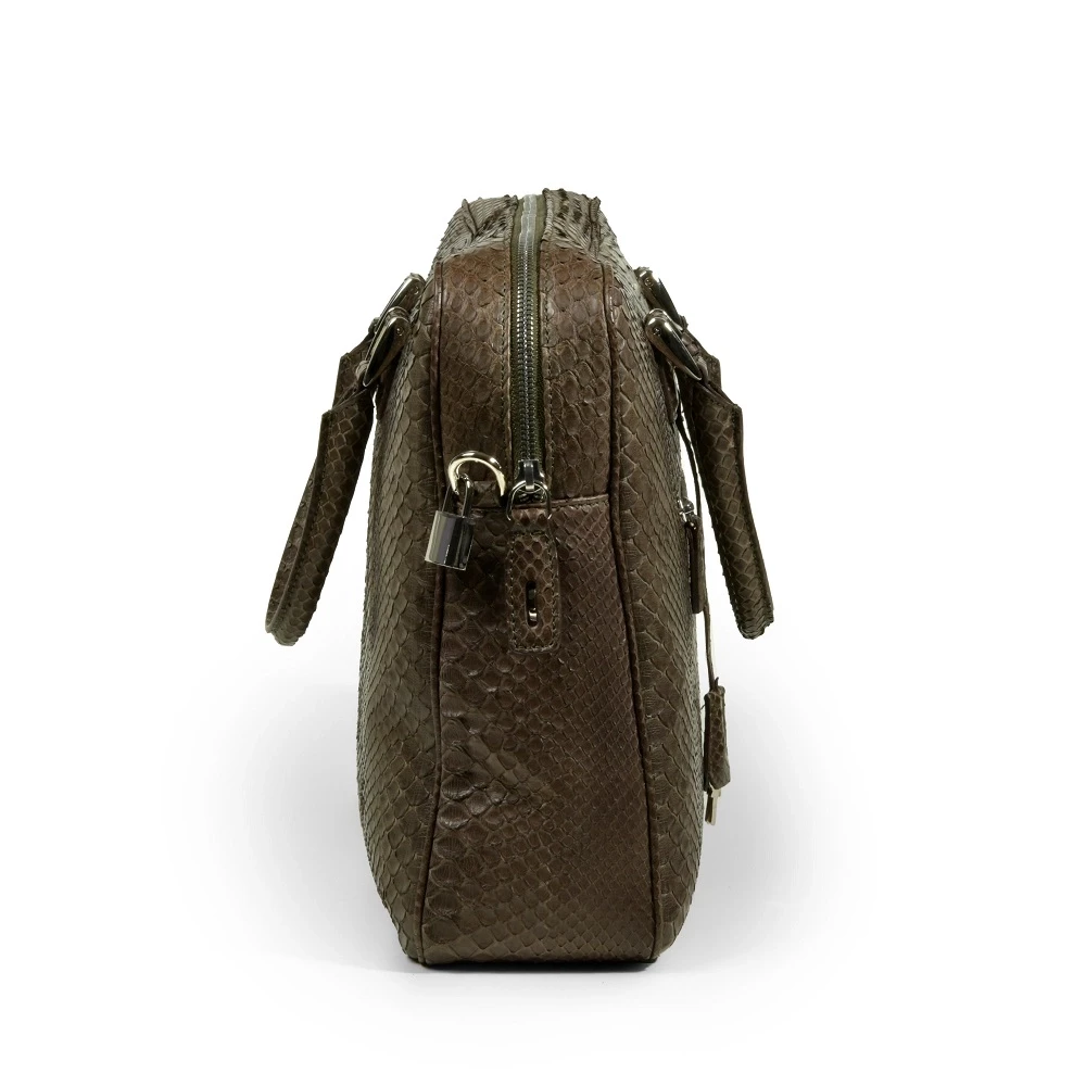 Aktentasche Python Leder Olive