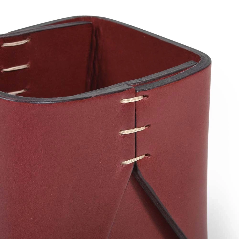 Stiftebecher Quadratisch Leder Bordeaux
