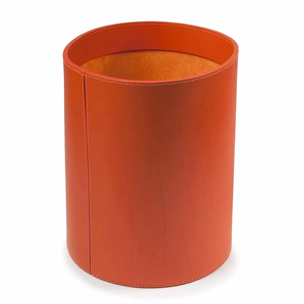 Papierkorb Rund Leder Orange