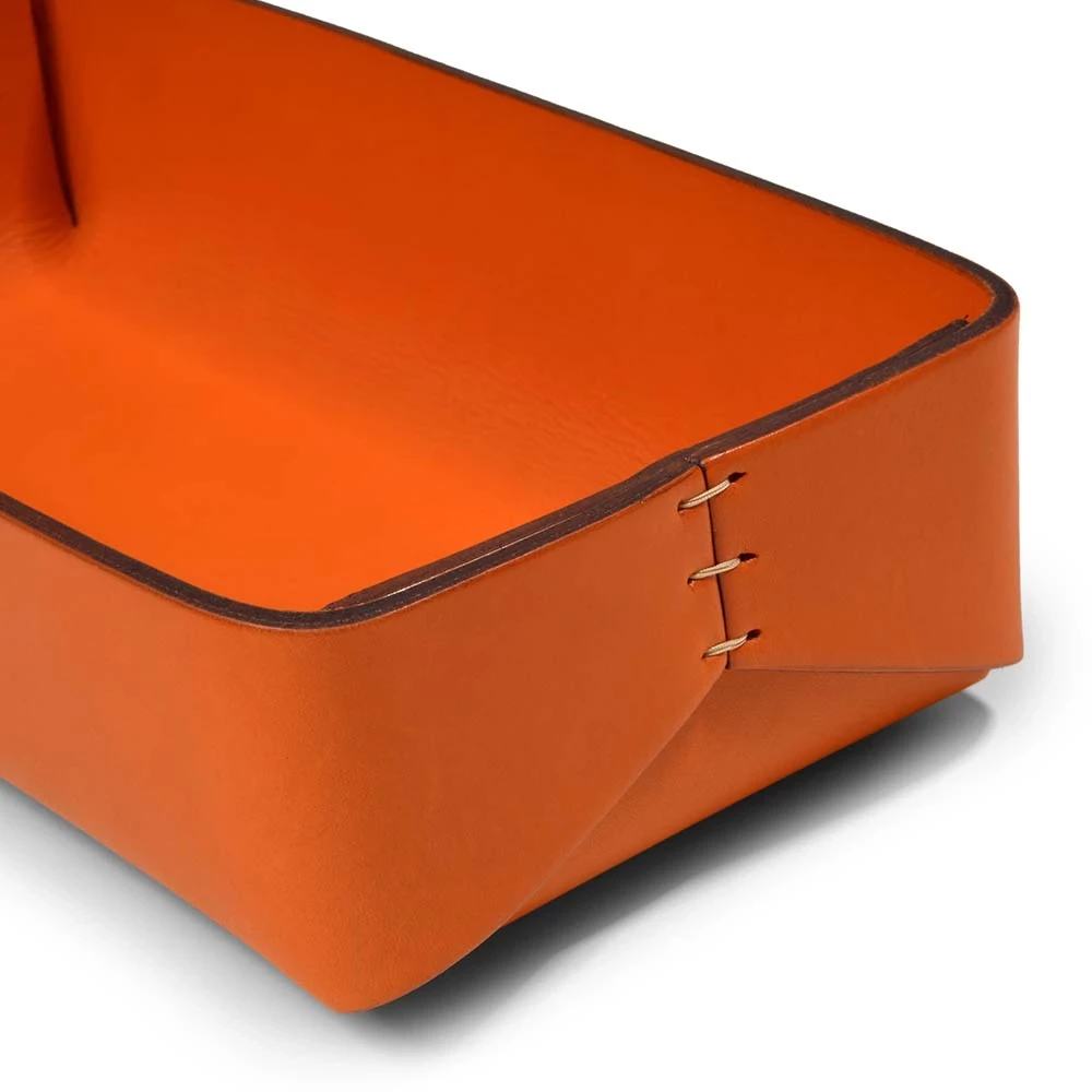 Stiftablage Stitch Breit Leder Orange