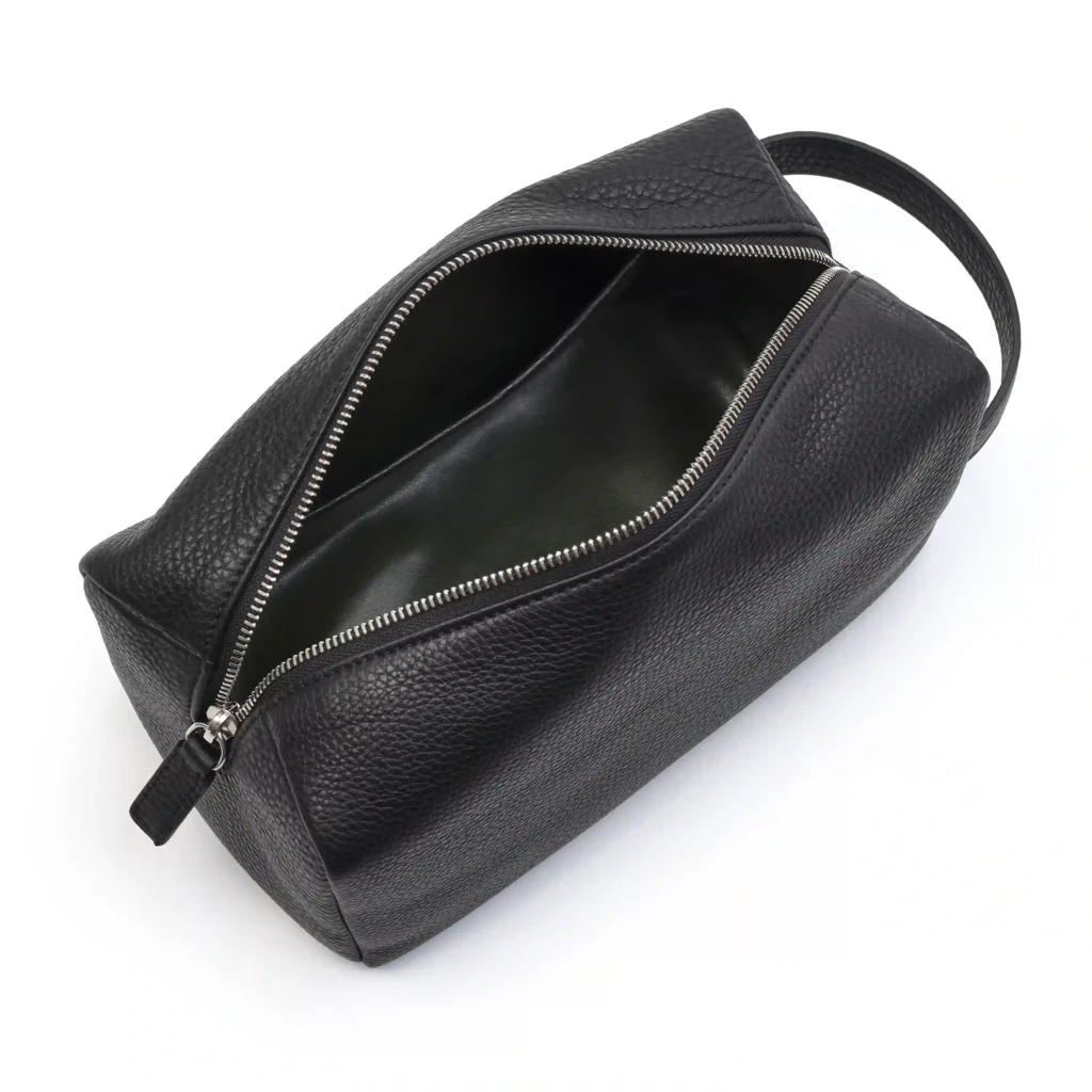 Kulturtasche Adri Leder Schwarz
