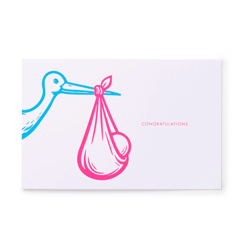 Grußkarte Storch "Congratulations"