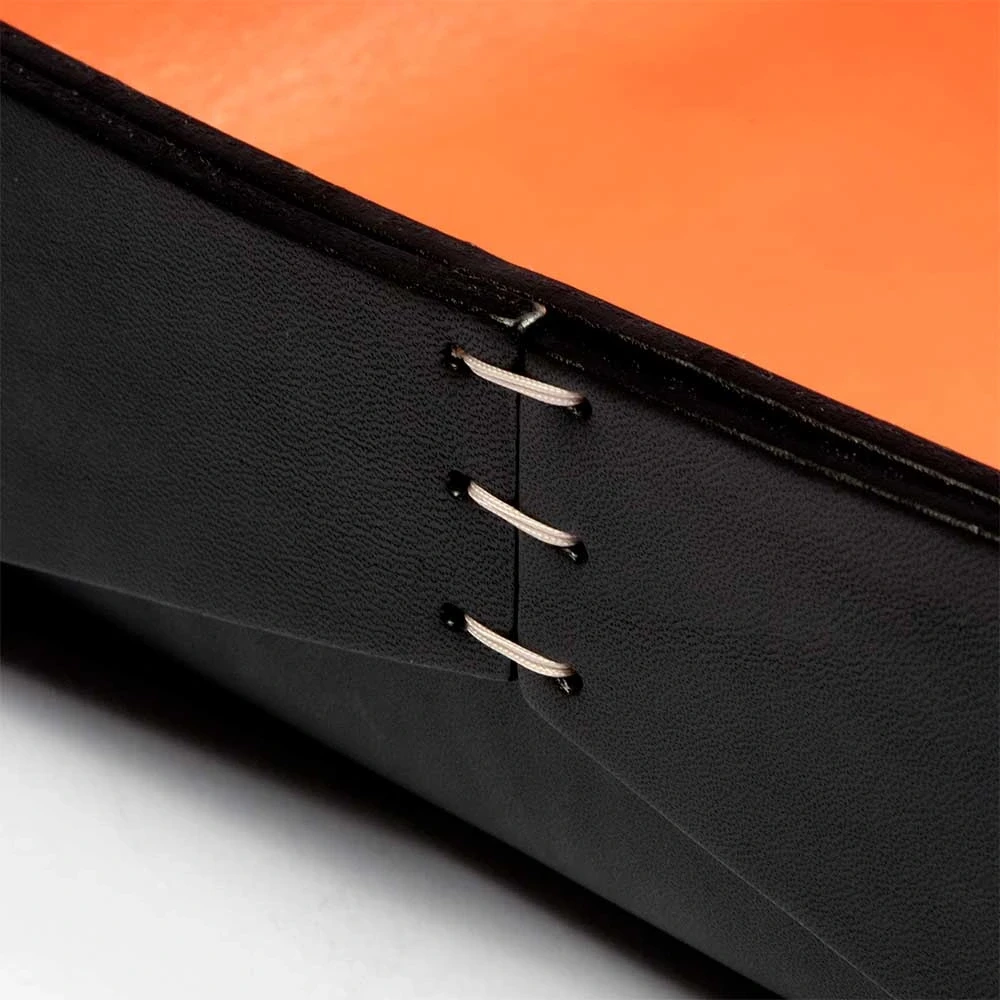 Ablagekasten A4 Leder Schwarz/Orange