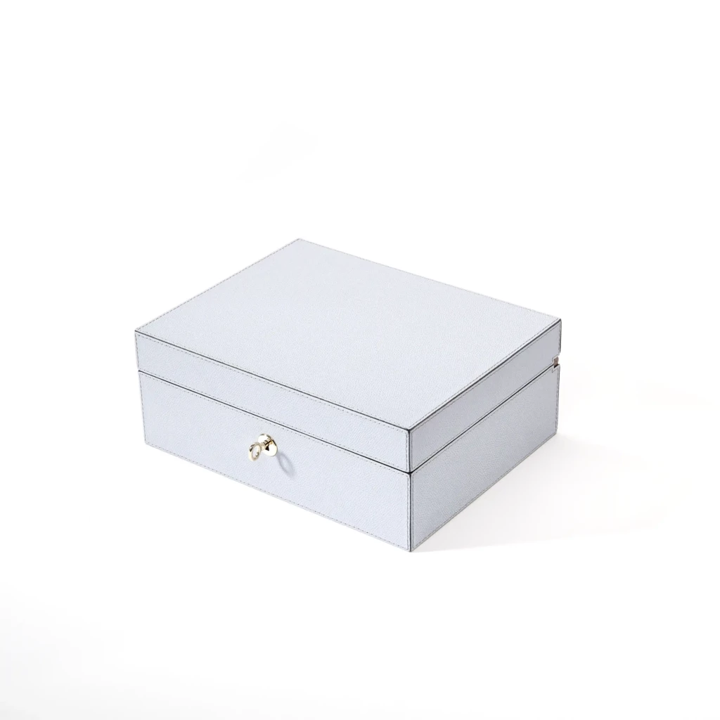 Schmuckbox Walnussholz Leder Flieder