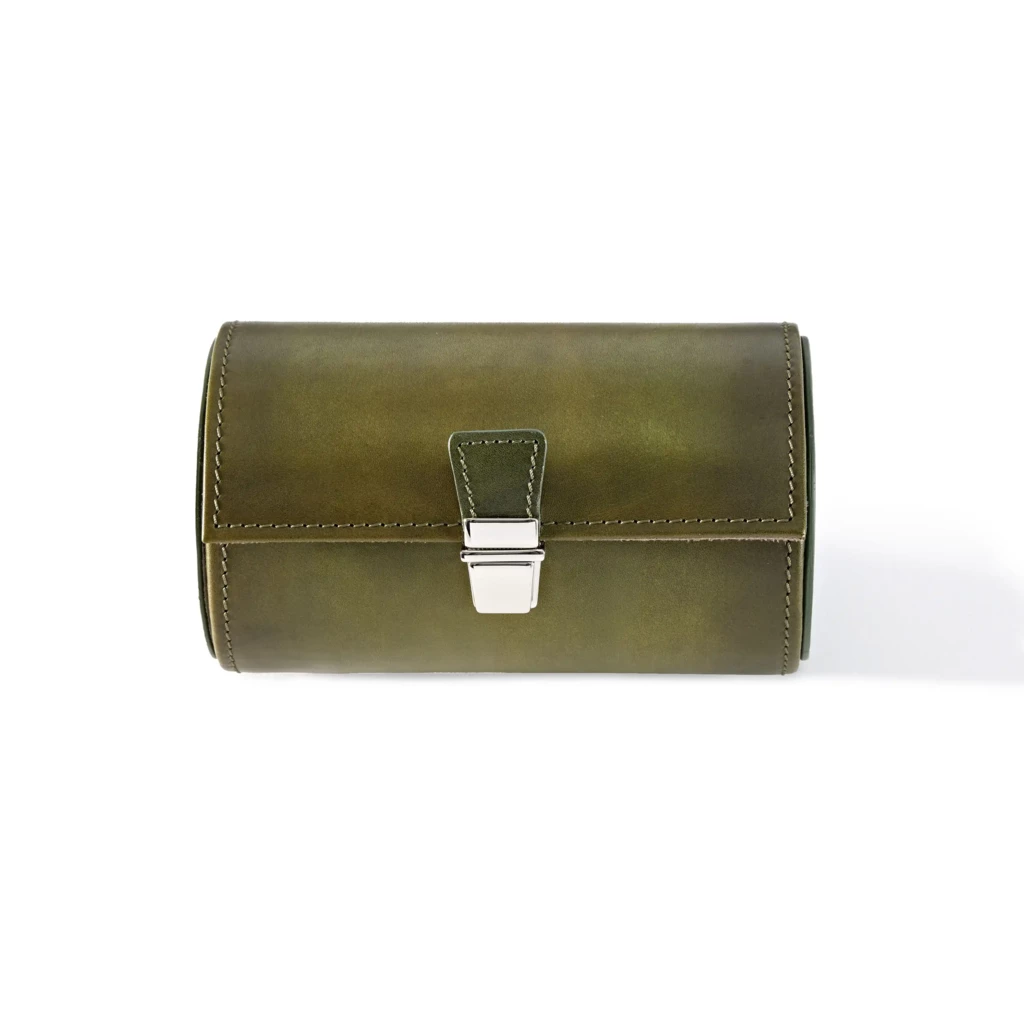 Uhrenrolle für 2 Uhren Leder Olive