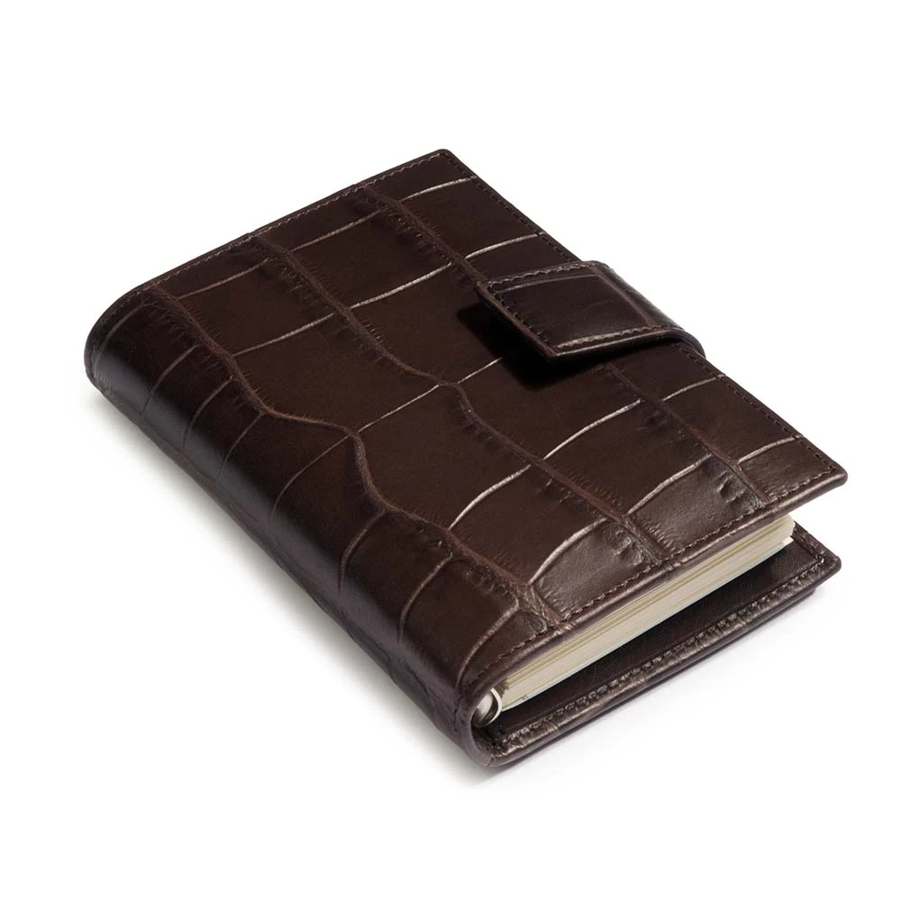 Pocket Planer in Alligator-Optik Leder Dunkelbraun