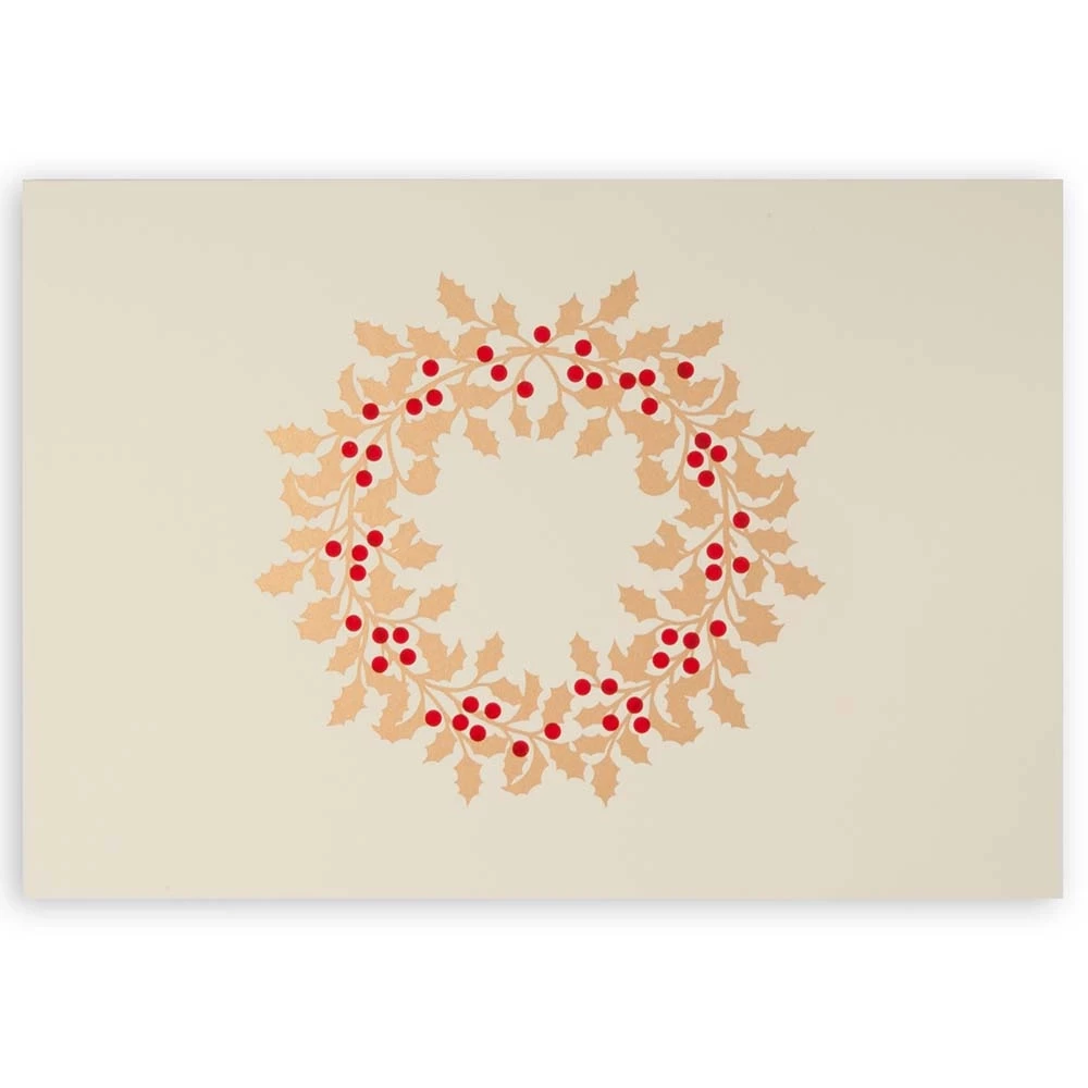Weihnachtskarte Ilexkranz Pure Sand